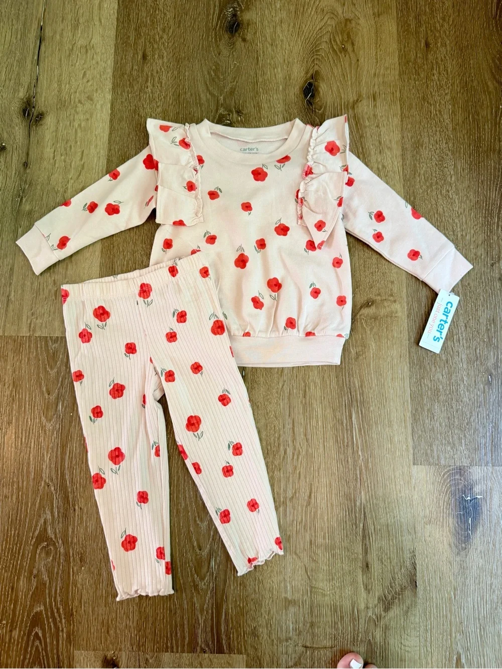 Carter's Pink Floral Ruffle Pajama Set